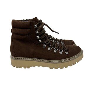Madden Girl Tipper Brown Faux Suede Lace-Up Hiking Boots With Lug Sole Size 9M